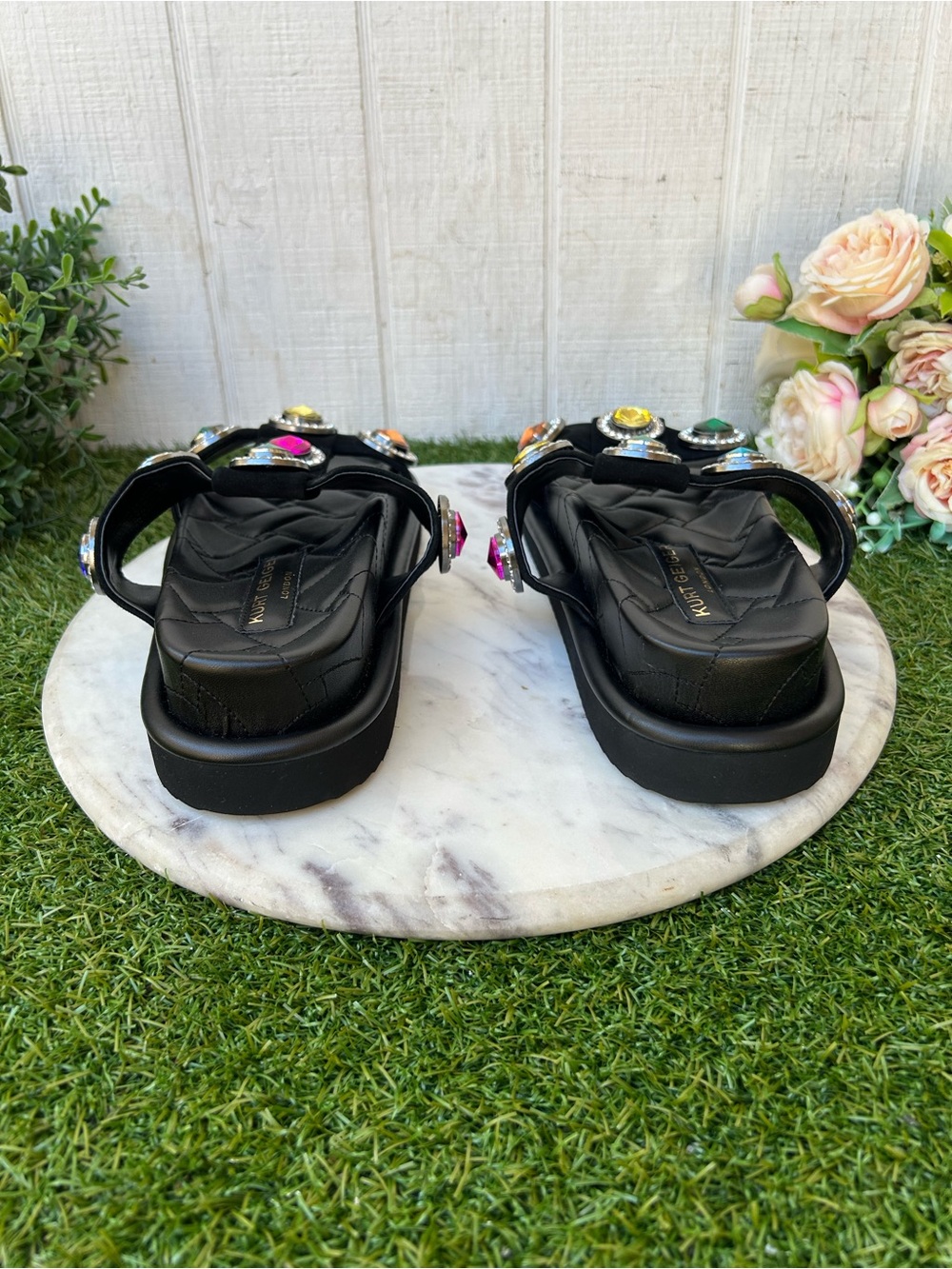 KURT GEIGER LONDON ORSON CRYSTAL SANDAL black 
$150  size 41 US 10.5 new /no box - Picture 15 of 16